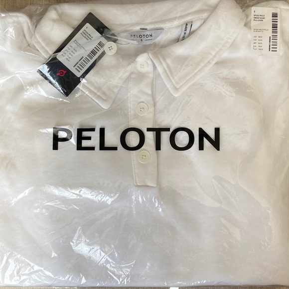 Peloton Women’s Polo Sweatshirt Pullover White w/ Graphic Back - Picture 3 of 16